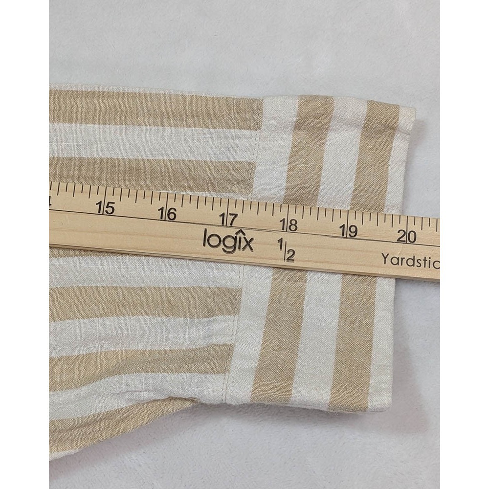 Old Navy Linen Popover Tunic Womens‎ XXL Beige Stripe Coastalcove Beachy Resort - Picture 8 of 10